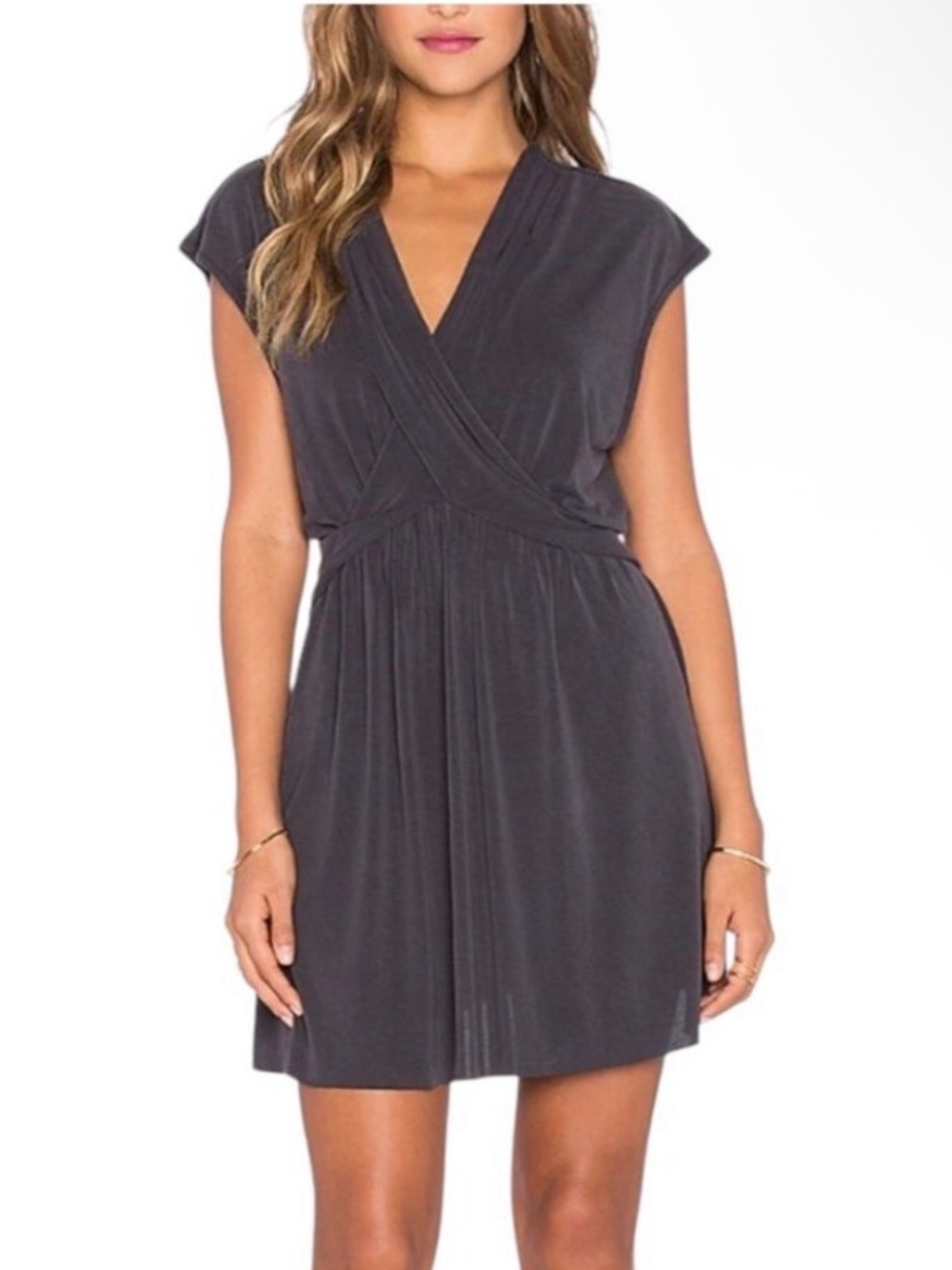 Free People Cupro Black Twist-Front Midi Dress